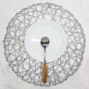 Tovaglietta Rotonda in Carta Traforata Tabletex 38cm, Tovaglietta Glitterata Gialla Intrecciata - Product Image 6