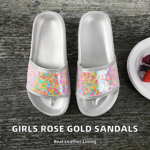 The Children's Place Girls' Open Toe Summer Synthetic Flat <b>Sandals</b> Rose Gold 11 Toddler Genuine Leather Lining EVA Outsole - Product Image 2