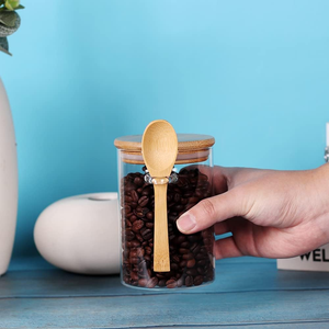 SINCERE 3-Piece Round Borosilicate Glass <strong>Spice</strong> Storage Jars with Bamboo Lids Aluminum Spoon Kitchen Organizer Storage Bottles - Product Image 5