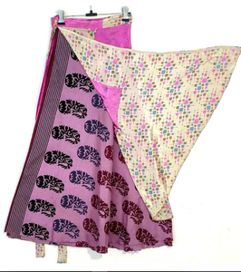 Boho Vintage imprimé fleuri réversible soie Sari jupe portefeuille respirant écologique antistatique Maxi plage Style femmes filles rétro - Product Image 1