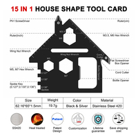 Outil multifonction en forme de maison, écologique, avec logo personnalisé, 15 en 1, emballage OEM, tournevis, règle, clé, ouvre-bouteille en métal