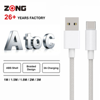 Câble USB A vers C à charge rapide 3A, tressé en alliage d'aluminium, compatible avec ordinateur portable, moniteur, téléphone portable