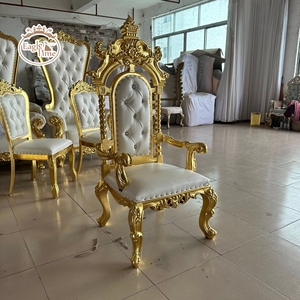 Satılık lüks ucuz otel düğün taht sandalye beyaz kraliçe kral altın taç taht Silla Del Trono sandalyeler - Product Image 3
