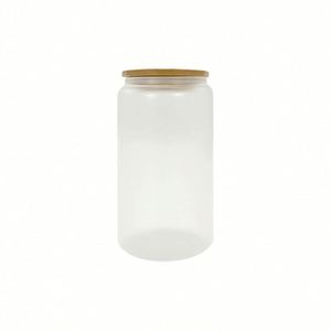 Gobelet givré vierge pour sublimation 16 oz, verre à bière en forme de canette 16 oz avec couvercle en bambou et paille - Product Image 2