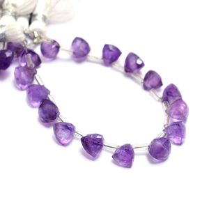 Pierre précieuse d'améthyste naturelle 7mm à facettes trillion de perles de briolette améthyste pierre précieuse semi-précieuse perles de briolette en vrac pour bijoux - Product Image 5