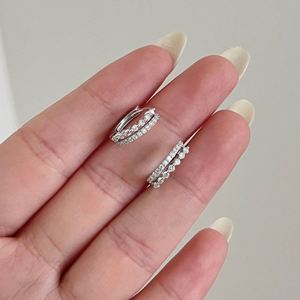 ต่างหูห่วงหินโมอิส VVS1 2ชั้นสีเงิน925แพ้ง่ายจากร้าน dylam - Product Image 2