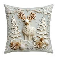 Housse de coussin de Noël personnalisée de luxe en or 45x45 cm, imprimé en peluche, motif cerf doré, bonhomme de neige, Père Noël, décoration de canapé pour la maison