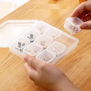 透明塑料耳环珠宝收纳盒多功能透明指甲格子分类收纳盒
