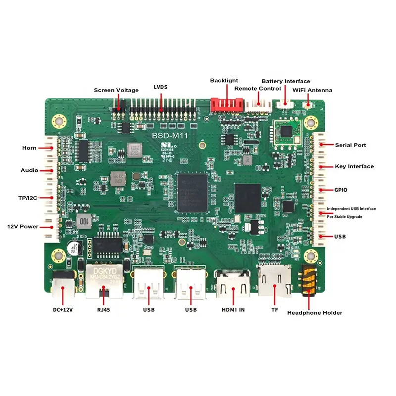 Assemblaggio verde personalizzato Kit scheda principale PCBA MT9255 LVDS DDR-1G EMMC-8G Smart Android scheda madre PCB Assembly produttore