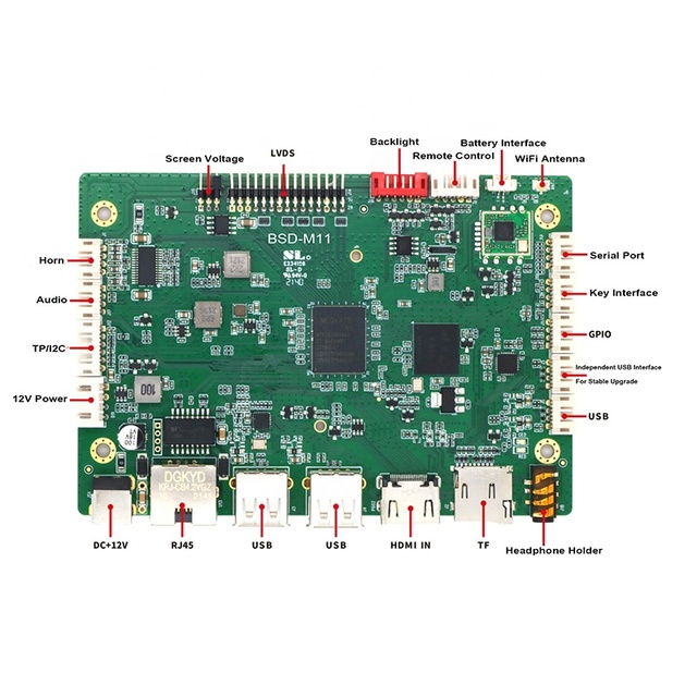BSD-M11 Customized Main Board Kit PCBA Smart Android 9.0 Quad-core CPU G31MP2 GPU Dual LVDS 1920x1080P 60Hz Digital Signage Home