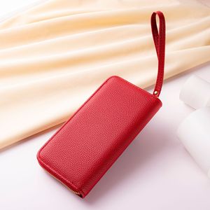 Nouveau sac à fermeture éclair motif litchi carte sac portefeuille 2-en-1 femmes Style Long haut de gamme et exquis sac à main - Product Image 4