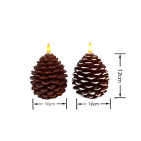 Bougie électronique LED en forme de pomme de pin de Noël, fausse bougie décorative de bureau, lumière réaliste, style européen et américain