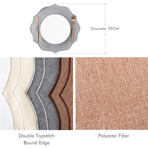 Superb Premium Faux Linen Placemat 39cm Oil Proof Heat Resistant Thick Non Slip Washable Double Topstitch <strong>Table</strong> Mat for Dining - Product Image 2