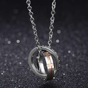 Moda zircone coppie collana in acciaio inossidabile lettera per donna <span class=keywords><strong>uomo</strong></span> cristallo matrimonio doppi <span class=keywords><strong>anelli</strong></span> catena pendente gioielli - Product Image 5