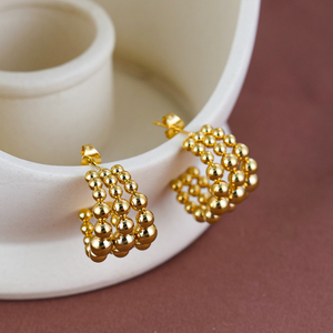 Pendientes de Aro Redondos de Acero Inoxidable, Chapados en Oro de 18K y Plata, Impermeables, Multicapa, en Forma de C, para Mujer, Regalo de Joyería - Product Image 6