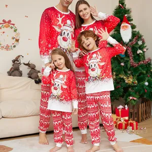 माता-पिता बच्चे की छुट्टी Pajams क्रिसमस कपड़े परिवार के दो टुकड़े पजामा पैंट सेट