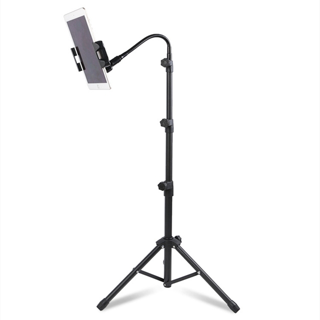 Hot Selling Heavy Duty Aluminum Adjustable Floor Stand for 4.7 to 12.9 Inches Tablets Cell Phones Tripod Stand