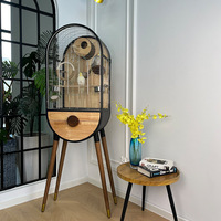Maison pour oiseaux en bois massif naturel et acier inoxydable, cage à oiseaux de luxe DIY de grande taille avec fermeture à bouton doré pour perroquets