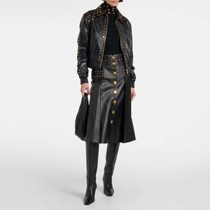 Nouveautés automne : vestes pour femmes, style streetwear hip-hop, vestes de motard vintage, veste courte en cuir à rivets - Product Image 5