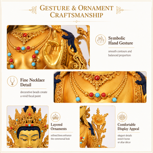 Statue <span class=keywords><strong>d</strong></span>'<span class=keywords><strong>ange</strong></span> Tara verte moderne faite à la main, sculpture bouddhiste tibétaine en laiton doré avec auréole pour temple, autel, <span class=keywords><strong>d</strong></span>écoration intérieure - Product Image 6