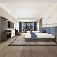 Meubles de chambre d'hôtel modernes et luxueux, personnalisables en style, taille et couleur, adaptés aux hôtels 2 à 5 étoiles et appartements, en bois écologique.