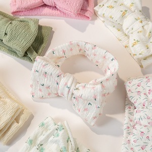 Flower Tulip Print <strong>Baby</strong> Bow <strong>Headband</strong> Stretchy Floral Double Layers Topknotted Headwraps Infant Elastic Hairbands For <strong>Baby</strong> Girl - Product Image 5