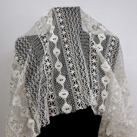 Tissu en dentelle géométrique rayé en coton et polyester, maille ajourée au crochet pour robe, chemisier, jupe, rideau, nappe, décoration intérieure, couture