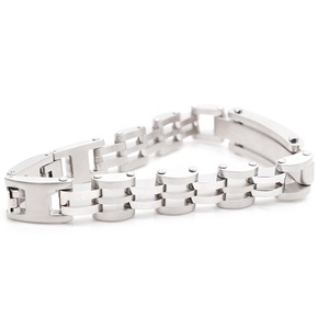 Bracciale da <span class=keywords><strong>uomo</strong></span> alla moda color argento con intarsio di zirconi (DAD) Regalo per la festa del papà - Product Image 4