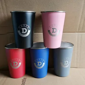 Gelas minum Aluminium warna kustom, gelas minum Tumbler, kopi, bir, Cocktail, Aluminium 16oz 500ml Anodized