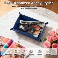 Plateau de rangement pliable de luxe personnalisé en similicuir PU de style européen pour montres, bijoux et lunettes