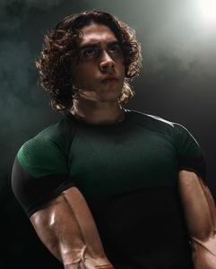 Camiseta de Compresión para Hombre, Tejido Sin Costuras, Degradado Rojo y Negro, Ajuste Muscular, Transpirable, para Gimnasio, Entrenamiento, Deporte - Product Image 2