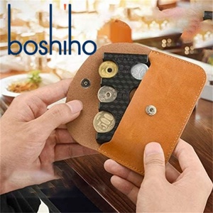 Boshiho Customized PU Leather Vintage Open Durable Travel <b>Coin</b> <b>Case</b> Pouch Portable Unisex Purse Storage Compartment Holder - Product Image 2