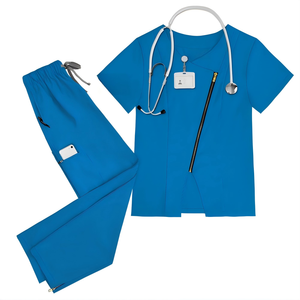 Ensemble de blouses médicales pour femmes, uniforme d'infirmière, tenue de travail, fermeture éclair sur le devant, manches courtes, tissu sergé, pour l'hôpital - Product Image 4