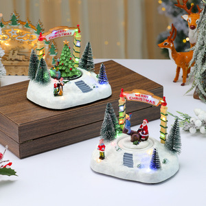 Resin glowing rotating music <b>box</b> ornament, <b>Christmas</b> snow scene music <b>box</b>, creative <b>gift</b>, window decoration. - Product Image 4