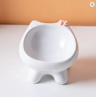 Cuenco de cerámica para gatos con diseño de lazo, elevado, inclinado, antivómito, con forma de gato, portátil, para alimentación de mascotas, para gatitos pequeños