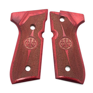 Poignée de tir CNC de haute qualité partie rouge Anbi-safty coupe damier laminé diamant bois tactique 92F poignées - Product Image 3