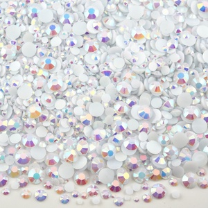 Strass en résine Oleeya, 10000 pièces/sac, tailles mixtes SS6-SS30, argent, à dos plat, pour décoration d'ongles - Product Image 5