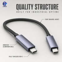 Kabel Data Braided Fungsi Penuh LUNG KAY Factory USB5.0 80Gbps 240W 16K Tipe C ke Tipe C untuk Laptop Dock Custom OEM ODM