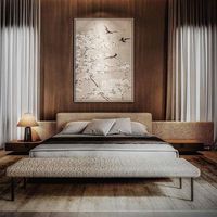 Moontree Italienisch Modern New Design Luxus Schlafzimmer möbel High End Leder Holz Doppelbett Großes Kopfteil Kingsize-Bett