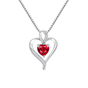 Regalos para el Día de la Madre, Collares con Colgante de Corazón Hueco con Pedrería para Mujer, Collar con Cadena de Caja para <span class=keywords><strong>Mamá</strong></span>, Accesorios de Joyería - Product Image 1