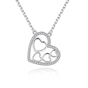 Nuova Collana in Argento 925 con Ciondolo a Cuore <span class=keywords><strong>Infinito</strong></span> in Zirconia e Diamanti Pavé - Product Image 4