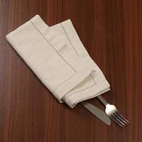 Serviettes et nappes de luxe en lin uni à ourlet festonné, personnalisables en gros, pour restaurants ruraux et utilisation en avion - Réutilisables