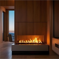 Cheminée Linéaire à Éthanol Intérieure Moderne de Luxe Personnalisée en Acier avec Télécommande, Design d'Insert pour Décoration Intérieure d'Appartement