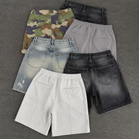 Pantalones Cortos de Mezclilla con Cintura Elástica para Hombre, Talla Grande, Pantalones Cortos de Mezclilla Blancos, Jorts Largos con Diseño de Pantalones Cortos de Mezclilla Blancos y Dorados para Hombre