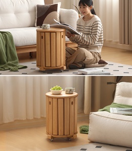 Japanisches Schlichtes Design Massivholz Runde Hocker Stapelbare Holzhocker Platzsparend Schlafzimmer Wohnzimmermöbel - Product Image 5