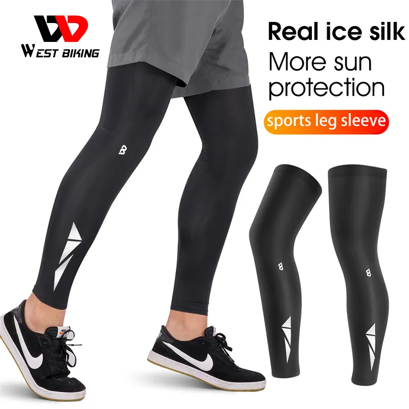 WEST BIKING Ics Sports Compression Leg Sleeves Summer UV Protection Leg Warmers Men Women Cycling Running Basketball Leg Sleeve