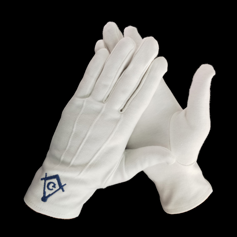 Изготовленный на заказ логотип оптовая продажа хлопчатобумажные перчатки Masonic Regalia китайская фабрика белый хлопок 100 процентов