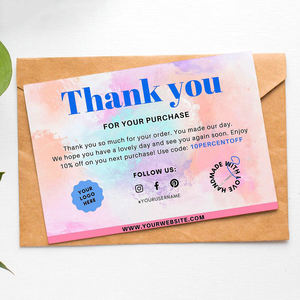 Vente en gros de cartes de remerciement pour votre bon de commande Impression personnalisée Papier d'insertion Feuille d'or Cartes de remerciement pour le soutien de mon entreprise - Product Image 3