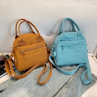 Sac à bandoulière carré léger pour femme, style coréen, motif renard coloré, en nylon multicouche résistant à l'eau avec fermeture éclair