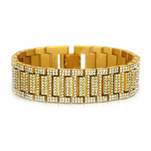 Bracciale a catena cubana geometrica spessa 14 mm, stile hip-hop di alta gamma, unisex, in lega di zinco placcato argento/oro, alla moda, per feste - Product Image 2